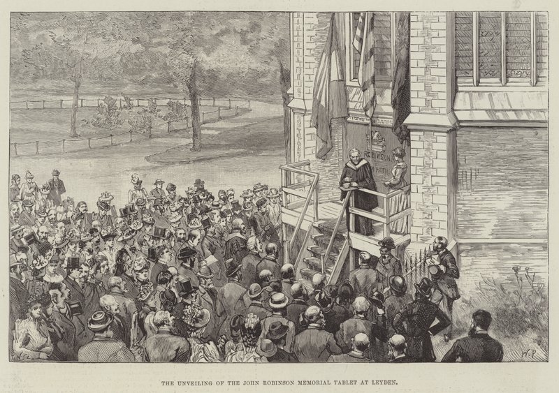 La Inauguración de la Placa Conmemorativa de John Robinson en Leyden de Walter Paget