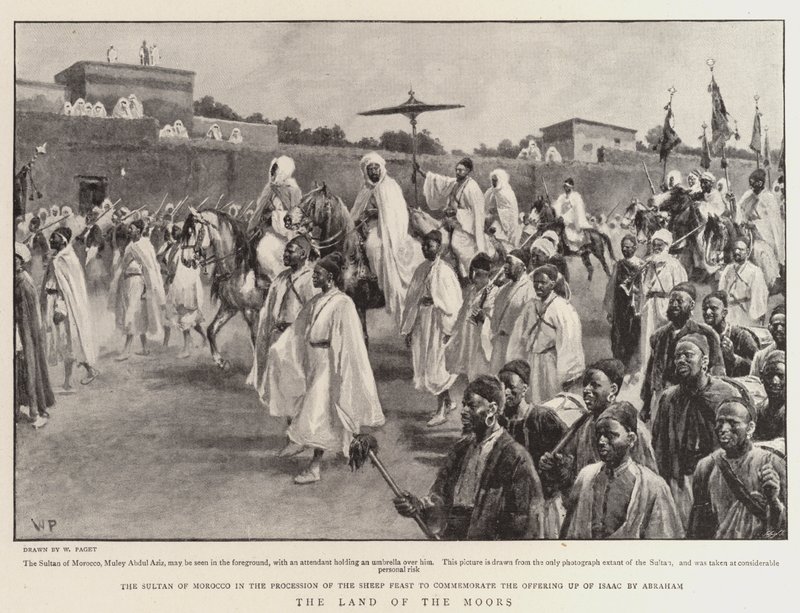 La Tierra de los Moros, el Sultán de Marruecos en la Procesión de la Fiesta del Cordero para conmemorar la Ofrenda de Isaac por Abraham de Walter Stanley Paget