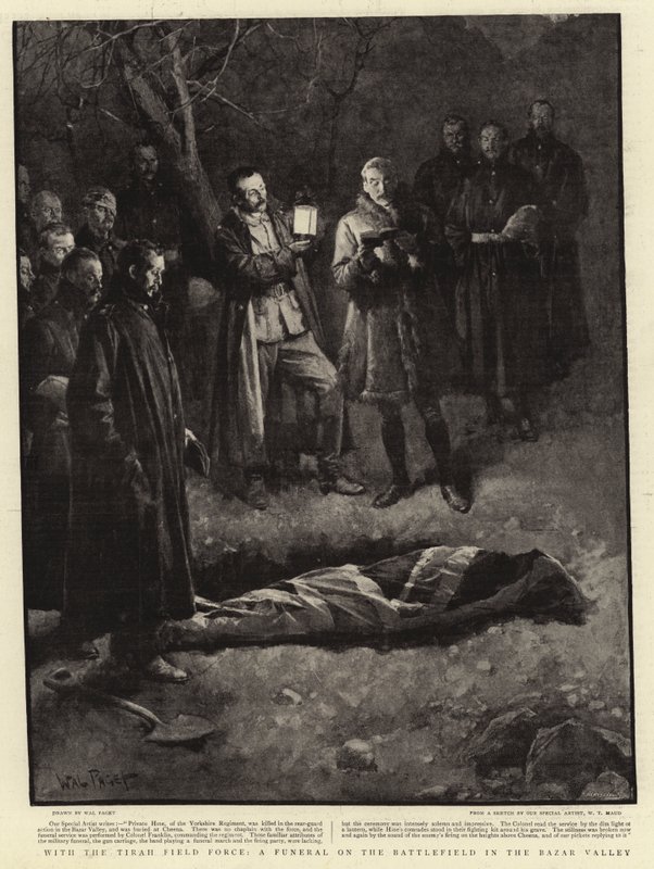 Con la Fuerza de Campo de Tirah, un funeral en el campo de batalla en el Valle de Bazar de Walter Stanley Paget