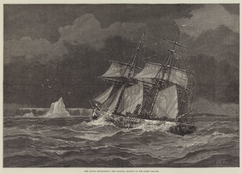 Las Expediciones Árticas, el Pandora acercándose a las Islas Carey de Walter William May