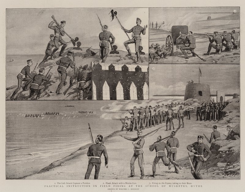 Instrucción Práctica en Tiro de Campo en la Escuela de Mosquetería, Hythe de Walter Charles Horsley