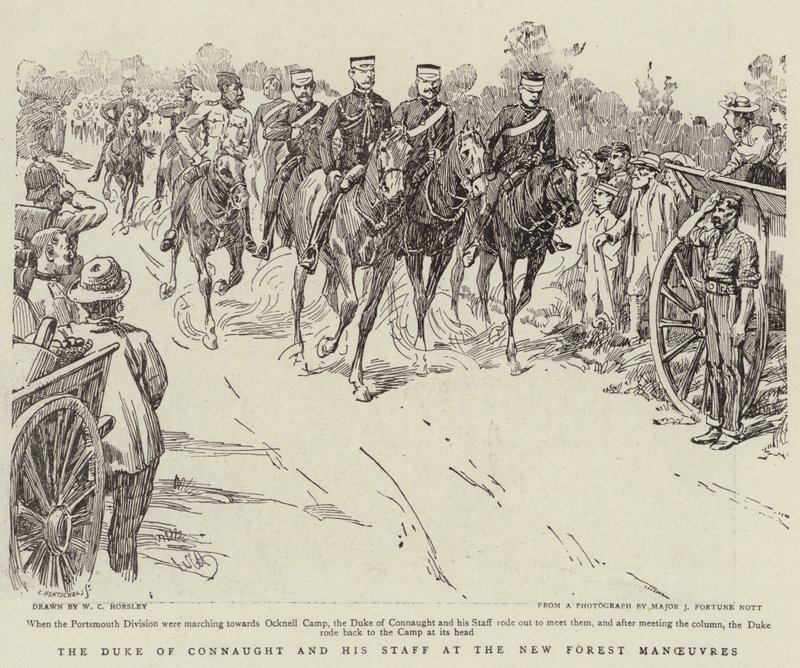 El Duque de Connaught y su personal en las maniobras del Nuevo Bosque de Walter Charles Horsley