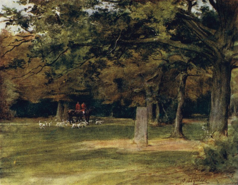 El Nuevo Bosque: la piedra de Rufus (litografía a color) de Walter Frederick Roofe Tyndale