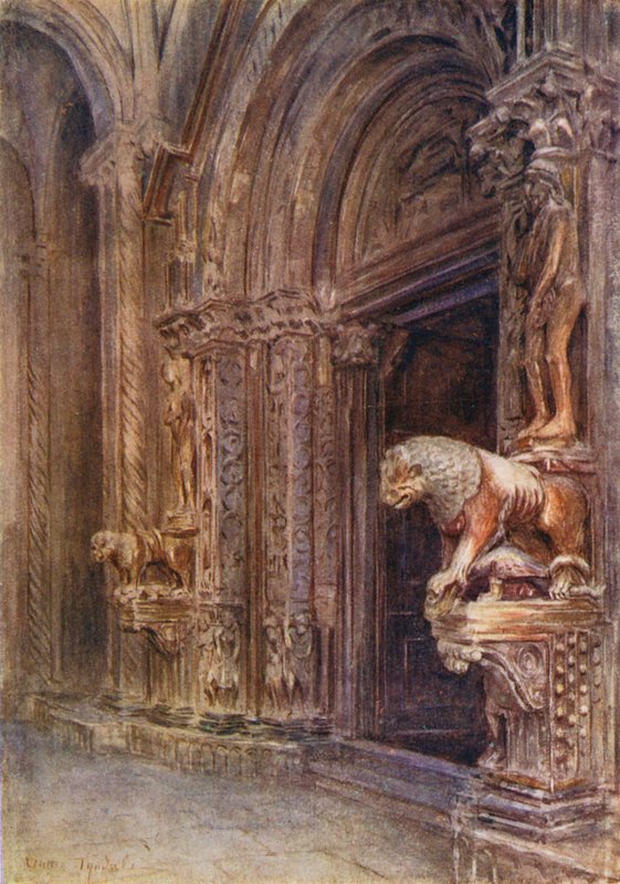 Pórtico del Duomo de Trau (litografía en color) de Walter Frederick Roofe Tyndale