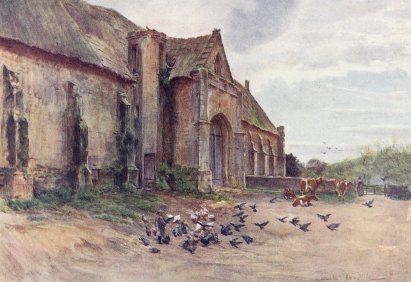 Wessex: A Tithe-Barn, Abbotsbury, near Weymouth (litografía en color) de Walter Frederick Roofe Tyndale