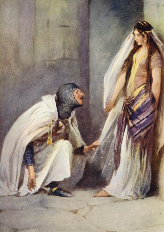 Ilustración para Ivanhoe de Sir Walter Scott (litografia en color) de Walter Grieve