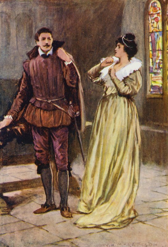 Ilustración para Kenilworth de Sir Walter Scott (litografía en color) de Walter Grieve