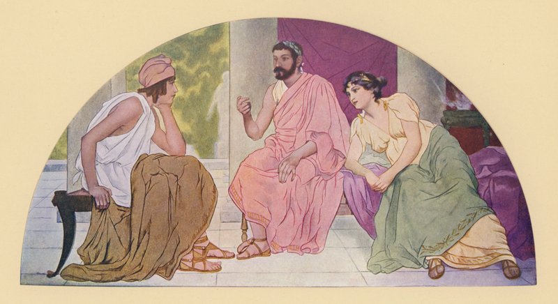 París en casa de Menelao y Helena (litografía en color) de Walter MacEwen