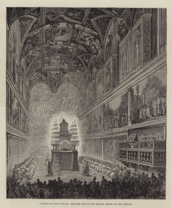 Funeral del Papa Pío IX, Misa de Réquiem en la Capilla Sixtina del Vaticano de Walter Paget