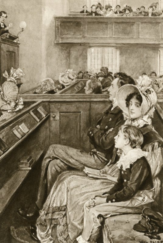 John Ruskin de niño viendo al predicador de Walter Paget