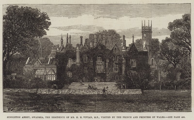 Singleton Abbey, Swansea, la Residencia del Sr. H H Vivian, MP, visitada por el Príncipe y la Princesa de Gales de Walter Paget