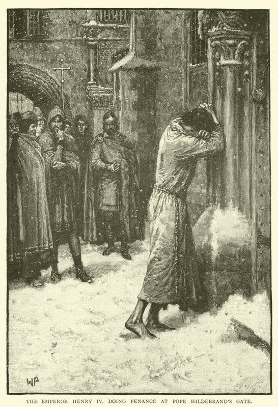 El Emperador Enrique IV haciendo penitencia en la puerta del Papa Hildebrando de Walter Paget
