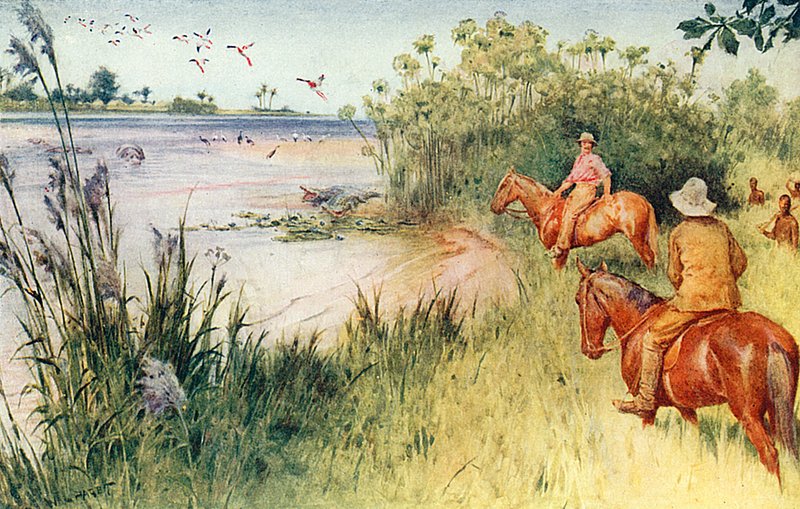 Livingstone y Oswell llegan al Zambezi en Sesheke de Walter Stanley Paget