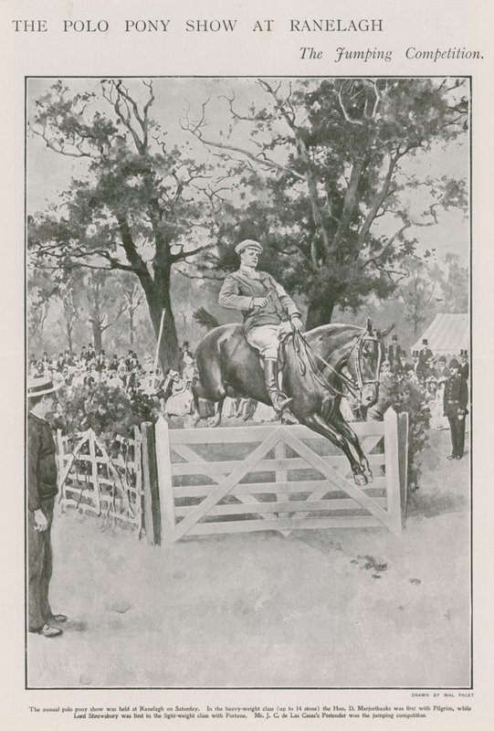 El espectáculo de ponis de polo en Ranelagh, la competencia de saltos de Walter Stanley Paget