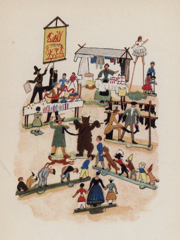 Juguete antiguo pintado por Walter Trier (litografía en color) de Walter Trier