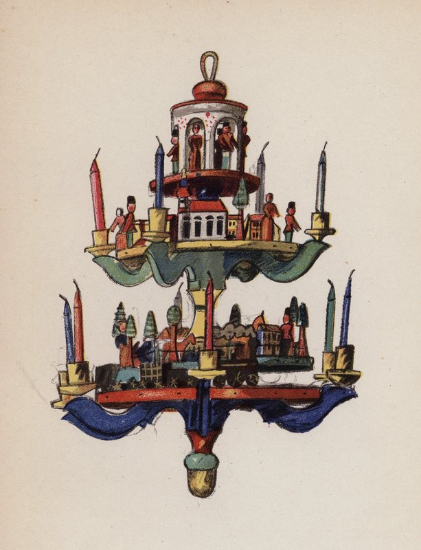 Juguete antiguo pintado por Walter Trier (litografía en color) de Walter Trier