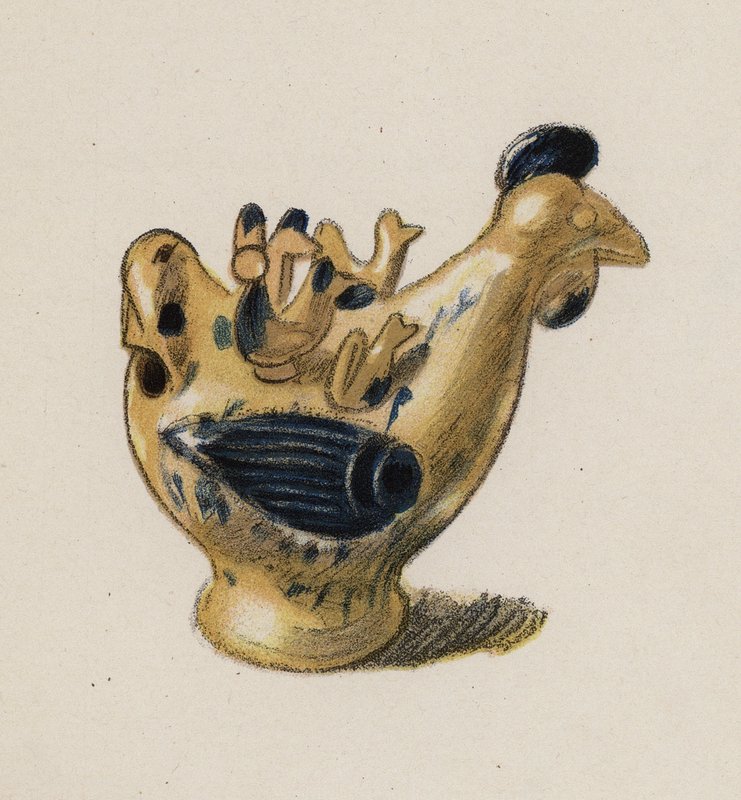 Juguete antiguo pintado por Walter Trier (litografía en color) de Walter Trier