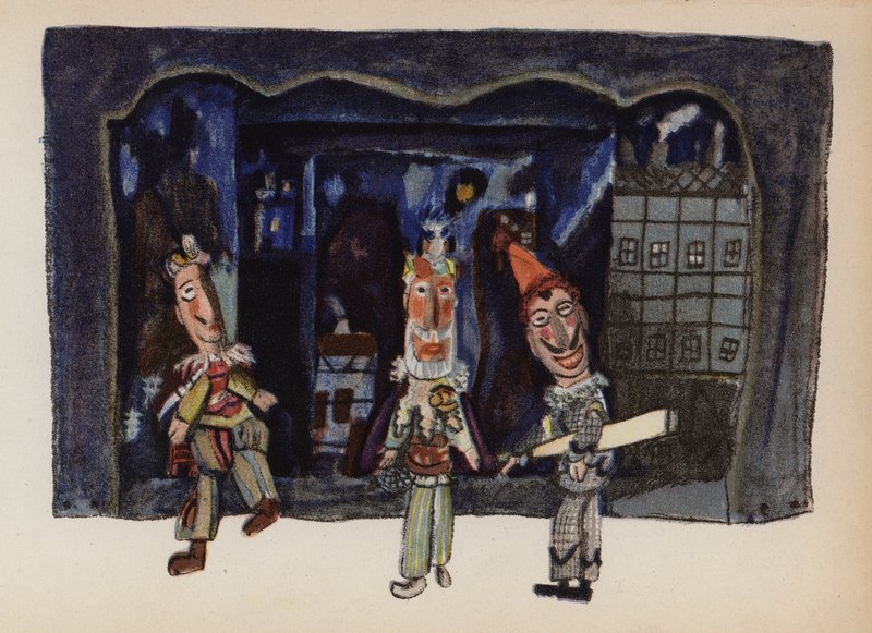 Juguete antiguo pintado por Walter Trier (litografía en color) de Walter Trier