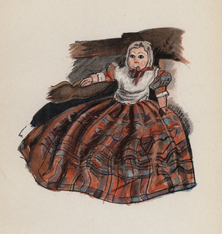 Juguete antiguo pintado por Walter Trier (litografía en color) de Walter Trier