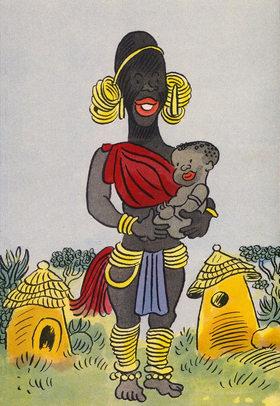 Los locos disfraces de Walter Trier: África Central (litografía en color) de Walter Trier
