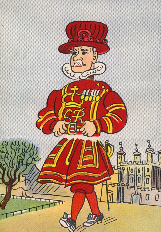 Los locos disfraces de Walter Trier: Inglaterra, Beefeater (litografía en color) de Walter Trier