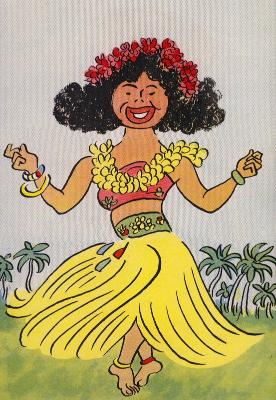 Los locos disfraces de Walter Trier: Hawaii (litografía en color) de Walter Trier