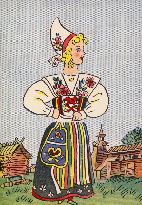 Los locos disfraces de Walter Trier: Suecia (litografía en color) de Walter Trier