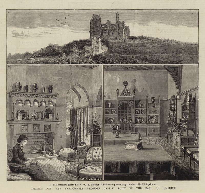 Irlanda y sus terratenientes, Castillo de Dromore, construido por el Conde de Limerick de Warry