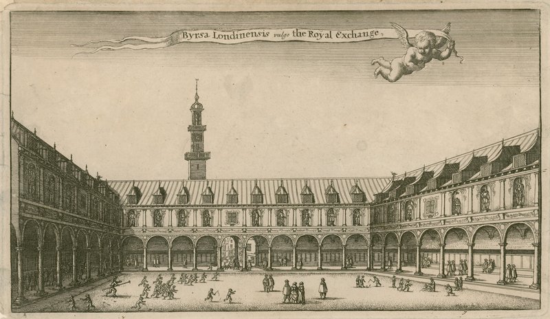 Interior de la Bolsa Real, Londres de Wenceslaus Hollar