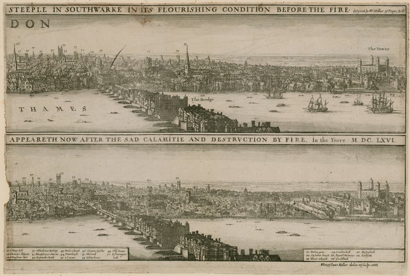 Londres, antes y después del Gran Incendio de Wenceslaus Hollar