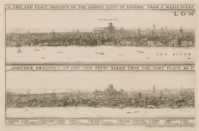 Londres, antes y después del Gran Incendio de Wenceslaus Hollar