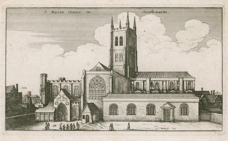 Santa María Overies, Southwark, Londres; dibujo fechado en 1647 de Wenceslaus Hollar