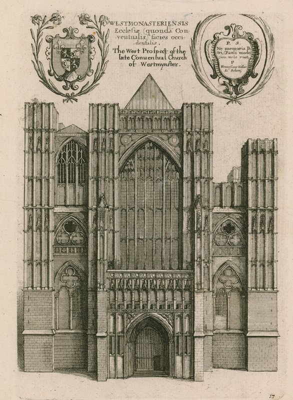 La perspectiva oeste de la antigua iglesia conventual de Westminster, Londres de Wenceslaus Hollar