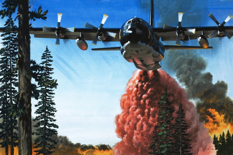 Bombardear un incendio forestal de Wilf (20th century) Hardy
