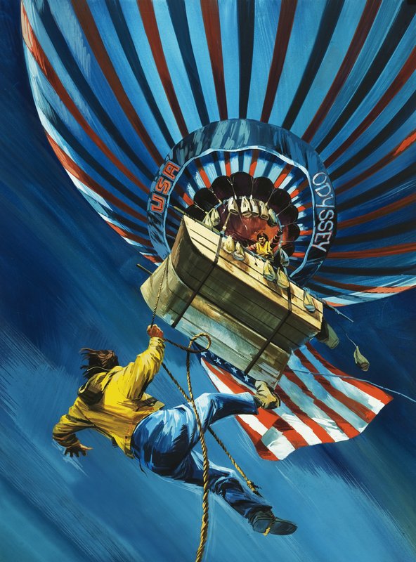 En agosto de 1975, el globo Odyssey intentó cruzar el Atlántico. de Wilf (20th century) Hardy