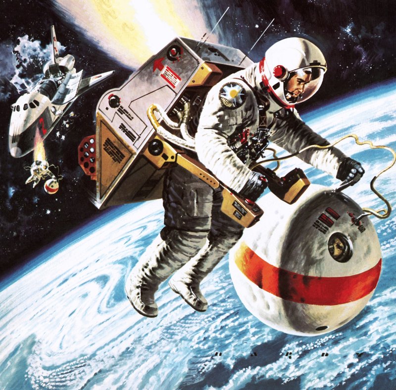 Los "botes salvavidas" en el espacio, imaginados en 1976 de Wilf (20th century) Hardy