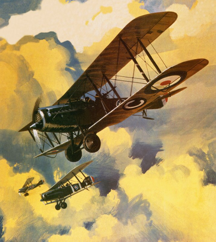 Hombres del Royal Flying Corps salen a combatir la amenaza de la flotilla flotante alemana de Wilf (20th century) Hardy