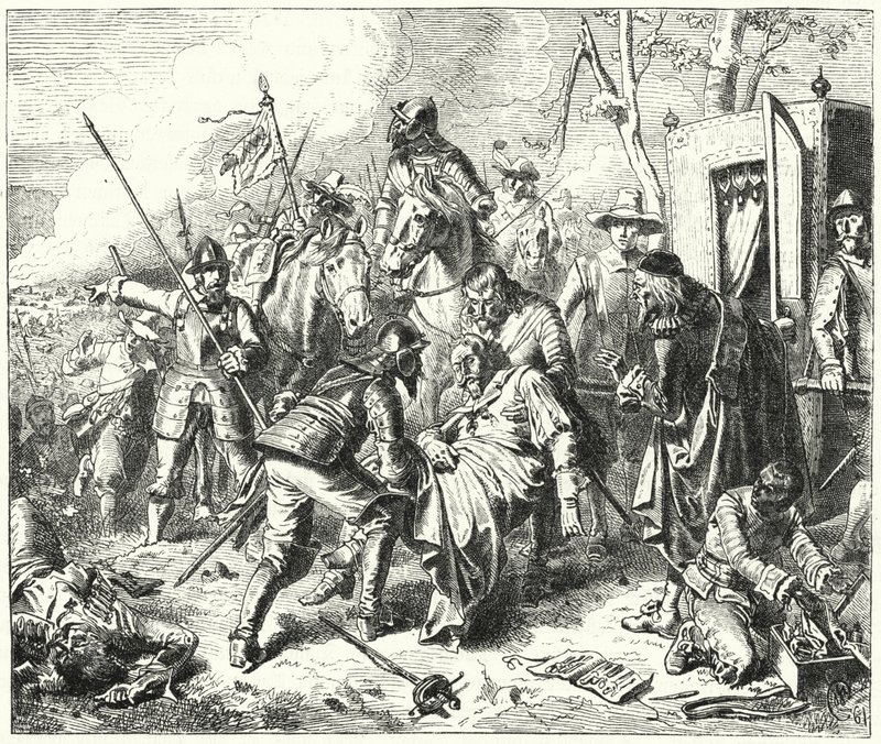 El Conde Tilly herido de muerte en la Batalla de Rain, 1632 de Wilhelm Camphausen