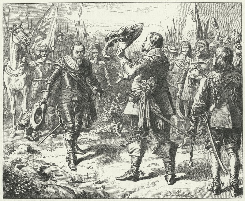 Encuentro de Gustavo Adolfo de Suecia y Juan Jorge I, Elector de Sajonia en Duben, 1631 de Wilhelm Camphausen