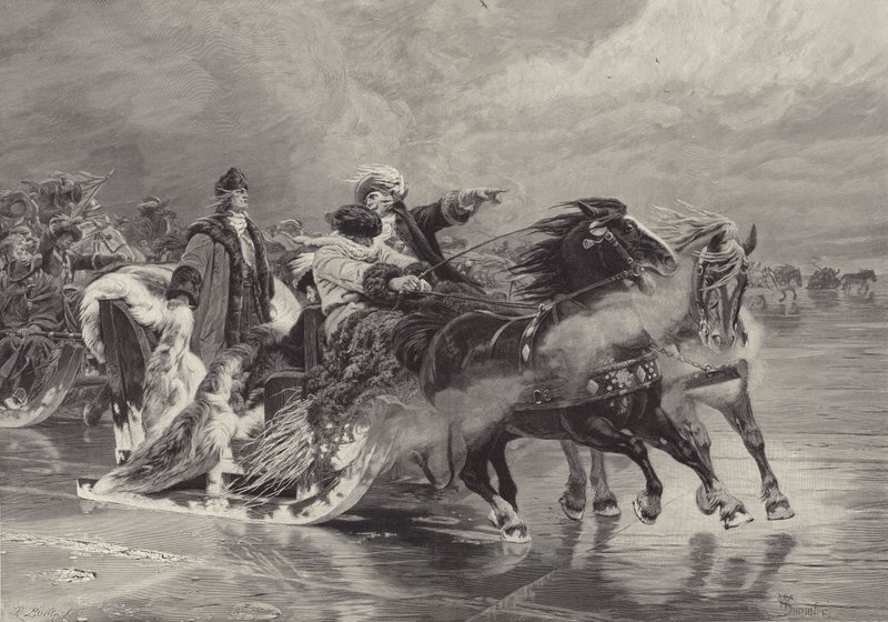 El Gran Elector cruzando la Laguna de Curlandia, 19 de enero de 1679 de Wilhelm Simmler