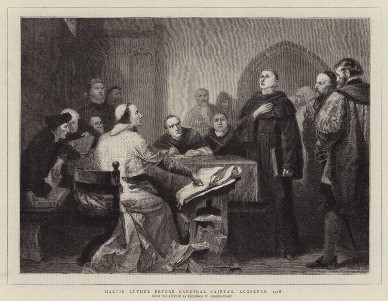 Martín Lutero ante el Cardenal Cayetano, Augsburgo, 1518 de Wilhelm von, II Lindenschmit