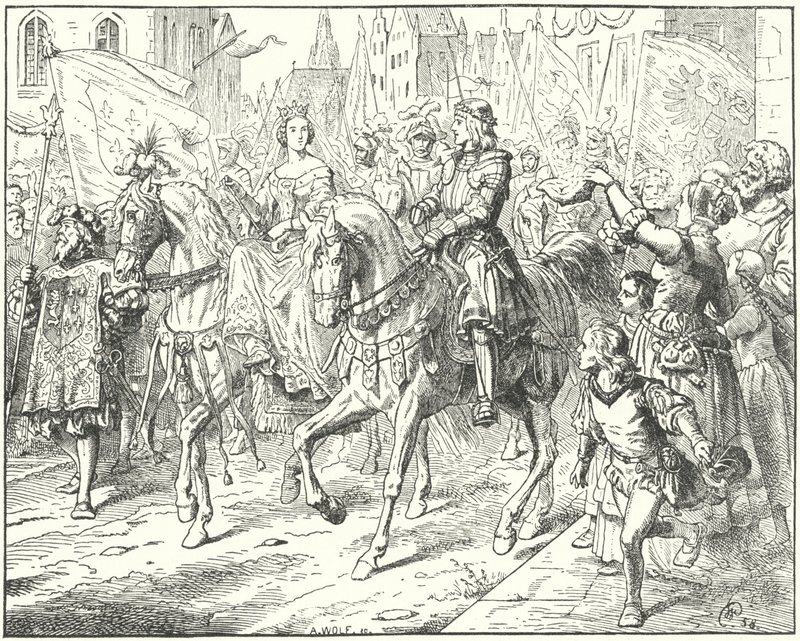 El archiduque Maximiliano, el futuro emperador del Sacro Imperio Romano Maximiliano I, con su esposa, María de Borgoña, en Gante de Wilhelm Camphausen