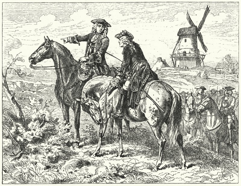 El Duque de Marlborough y el Príncipe Eugenio de Saboya en la Batalla de Malplaquet de Wilhelm Camphausen