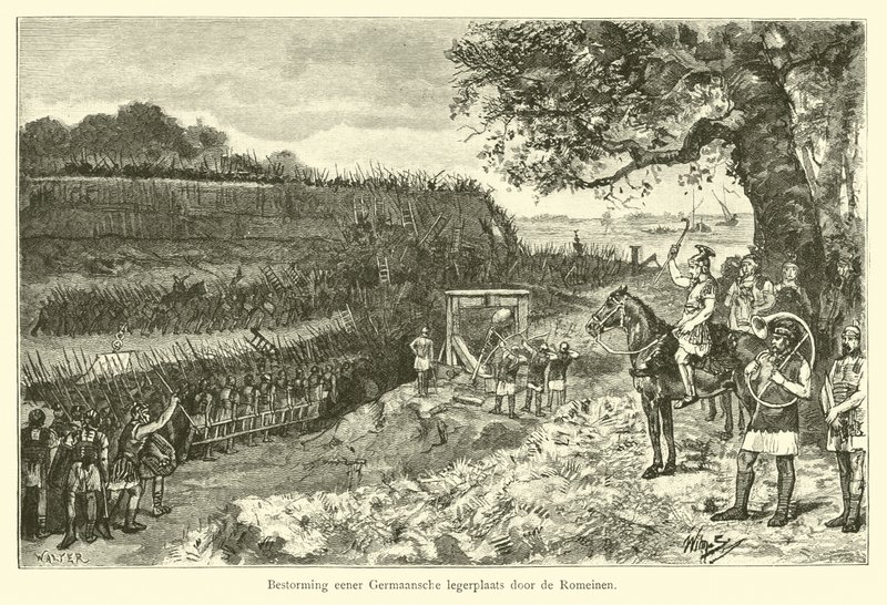 Ataque a un campamento germánico por los romanos de Willem II Steelink