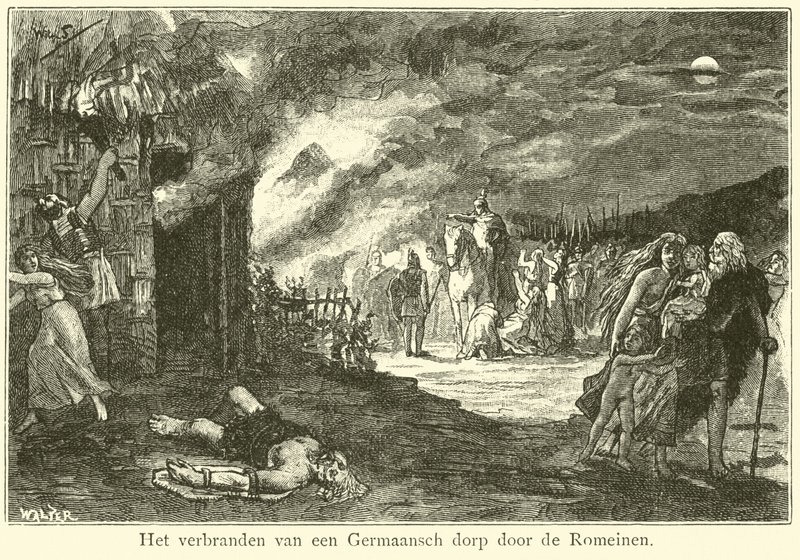 La quema de una aldea germánica por los romanos de Willem II Steelink