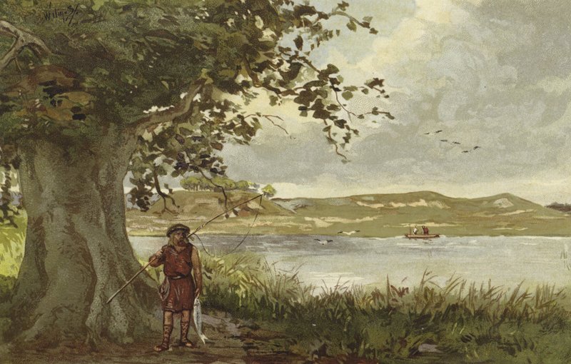 Vista del Hunenschans por el Uddelermeer, Gelderland, Países Bajos de Willem II Steelink