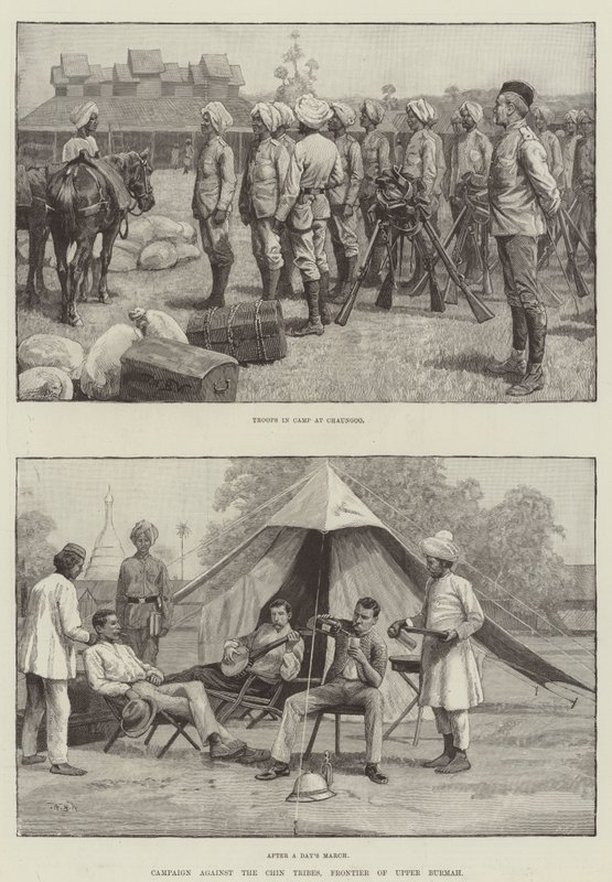 Campaña contra las tribus Chin, frontera del Alto Birmania de William Barnes Wollen