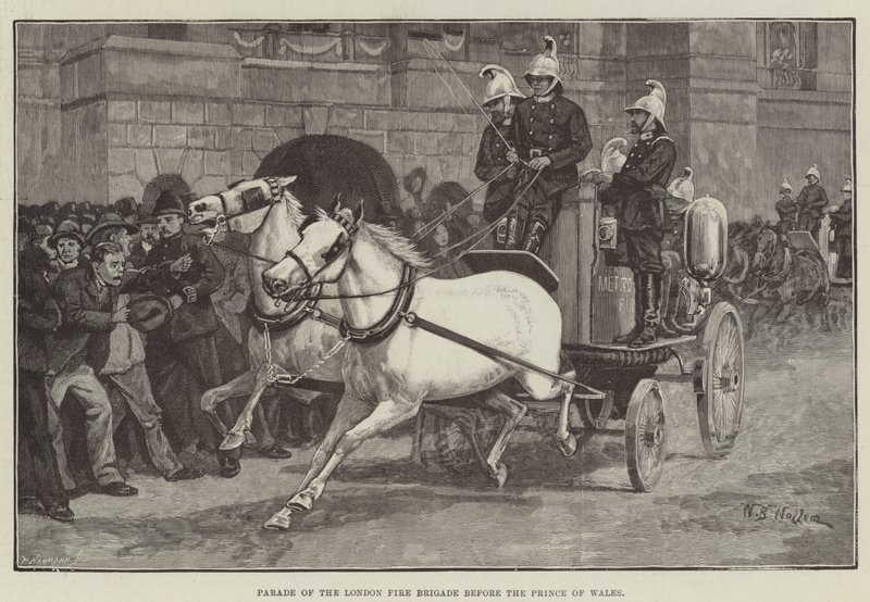 Desfile de la Brigada de Bomberos de Londres ante el Príncipe de Gales de William Barnes Wollen