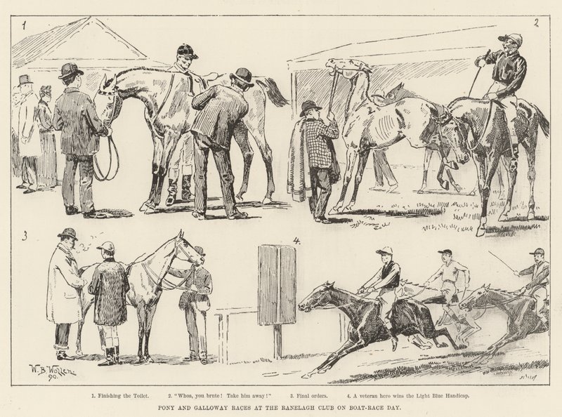 Carreras de Pony y Galloway en el Club Ranelagh el día de la carrera de botes de William Barnes Wollen