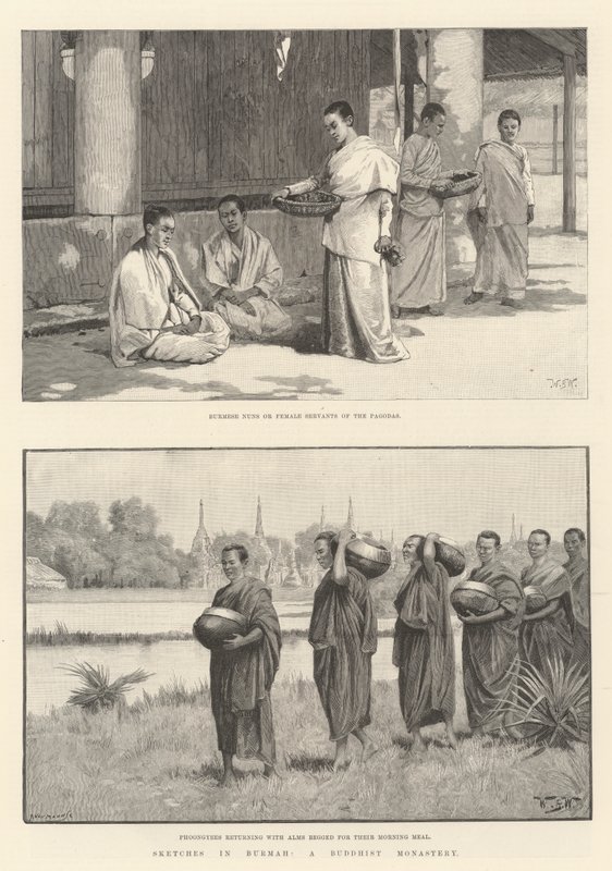 Bocetos en Birmania, un monasterio budista de William Barnes Wollen